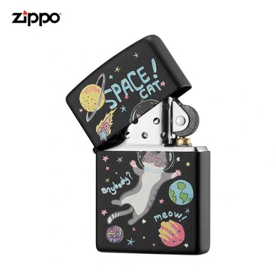 zippo打火機原裝正版 萌寵尋夢旅行太空貓咪芝寶限量版防風男 定做 定制LOGO