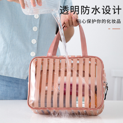 PU網(wǎng)紅化妝包ins大容量便攜旅行防水洗漱包PVC透明化妝品收納袋定做定制LOGO