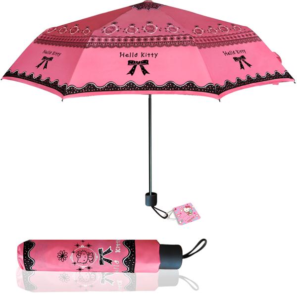 Hello Kitty 防紫外线碰击布三折晴雨伞防紫外线雨伞定制