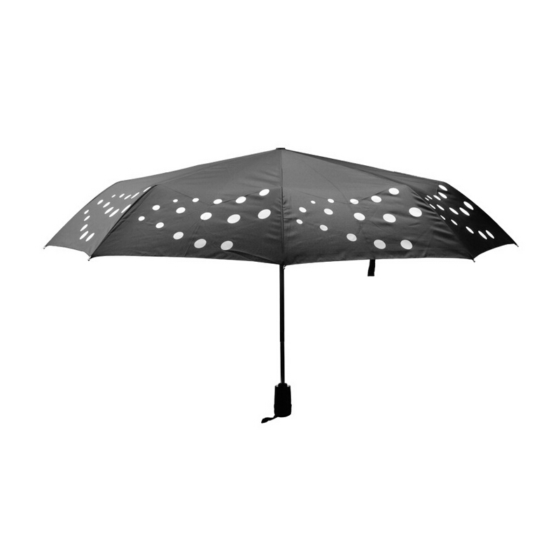 遇水變色雨傘全新專利技術產品三折全自動傘圓點波點變色傘雨傘定制