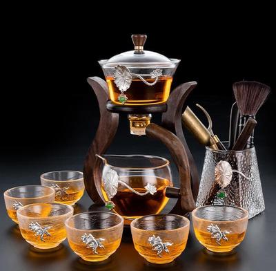 玻璃茶具套裝宮燈功夫茶杯高檔懶人泡茶壺自動沖茶器辦公室會客廳定做定制LOGO