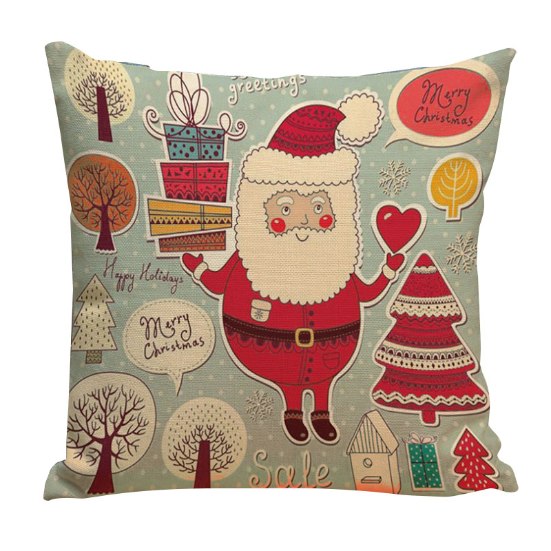 圣诞节礼品定制圣诞老人棉麻创意个性靠垫抱枕