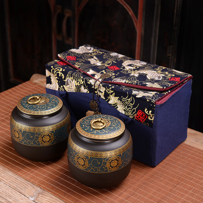 复古布包茶叶罐陶瓷密封茶叶包装空礼盒红茶绿茶普洱茶通用定制