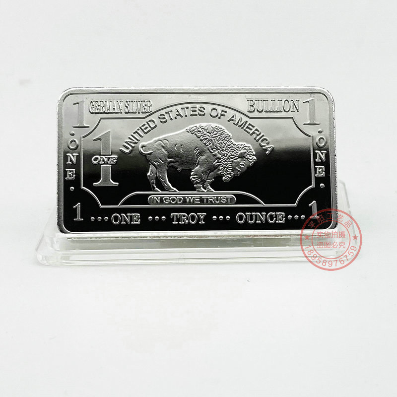 美国野牛纪念银条 1盎司镀银纪念币德国纪念银块方块银条外贸硬币 