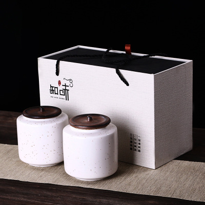 茶叶罐陶瓷双罐包装礼盒通用陶瓷罐茶叶礼盒空盒茶叶包装定做印字