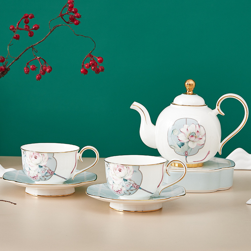 国潮礼盒茶具组合中国风轻奢陶瓷茶杯茶壶茶具套装碟套装礼品水具 定制LOGO
