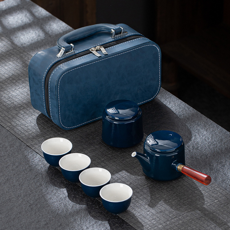 侧把壶小包旅行茶具套装户外简约轻奢便携茶水分离杯带盖商务礼品 定制LOGO