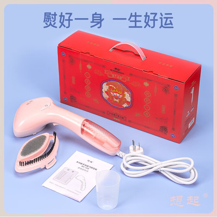 想起  平熨掛燙二合一多功能手持蒸汽熨壓機自動版MY-588熨斗1000W帶電子增壓泵自動噴蒸汽 湖水藍 自動版