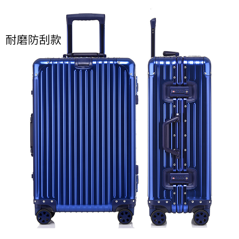 蓝色（全铝经典款） 全铝镁合金行李箱铝合金出口跨境拉杆箱铝框金属外贸铝箱旅行皮箱 定制LOGO